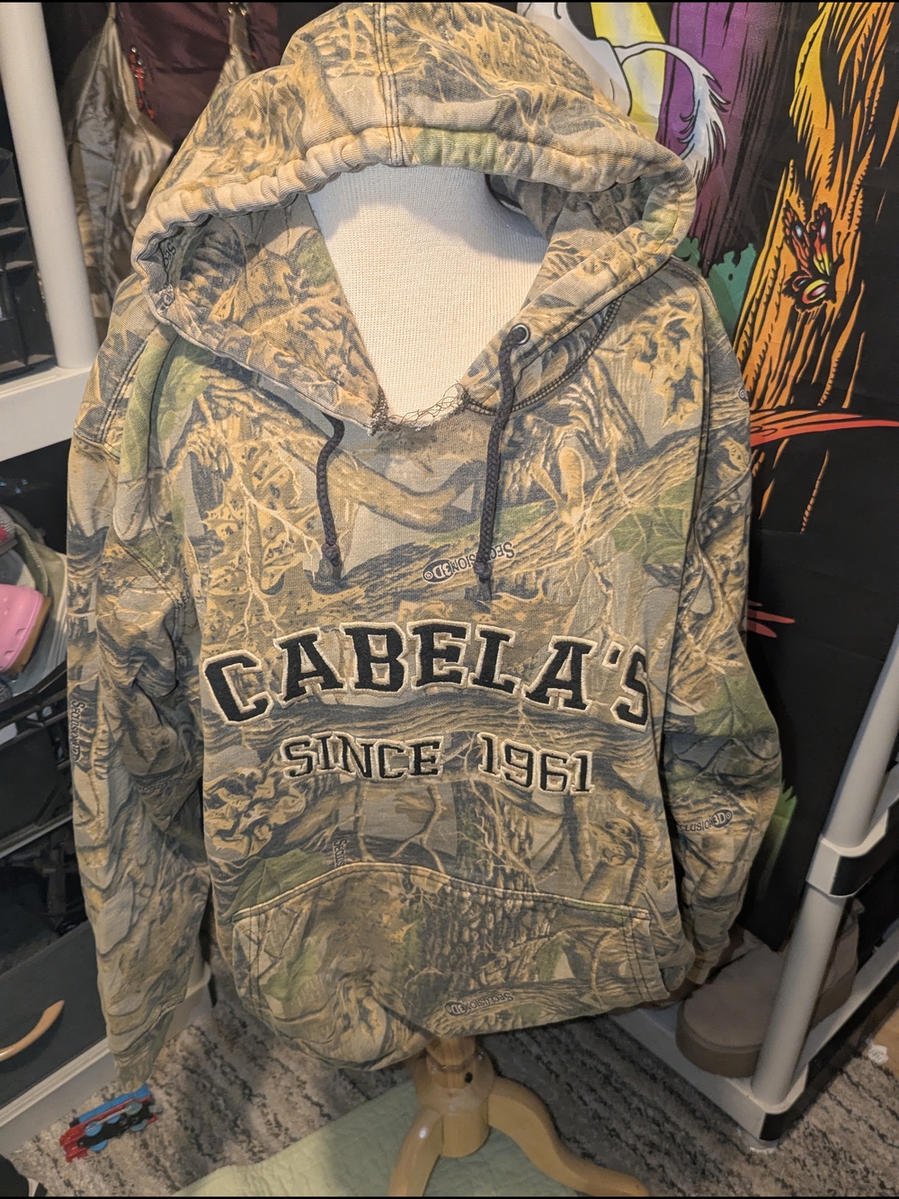 Cabela's Camouflage Hoodie with White Lettering
